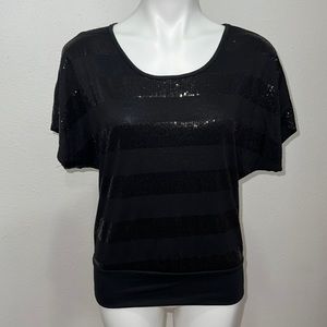 2 Hearts Black Sequin Top Sz XL